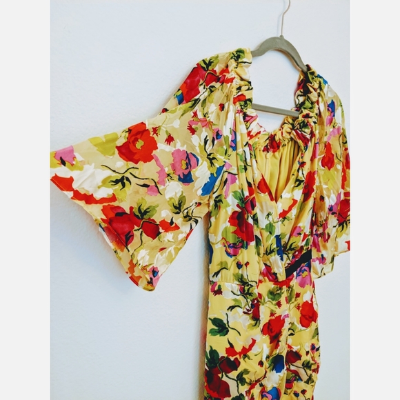 NWT SALONI olivia yellow floral midi dress yellow - Picture 9 of 12